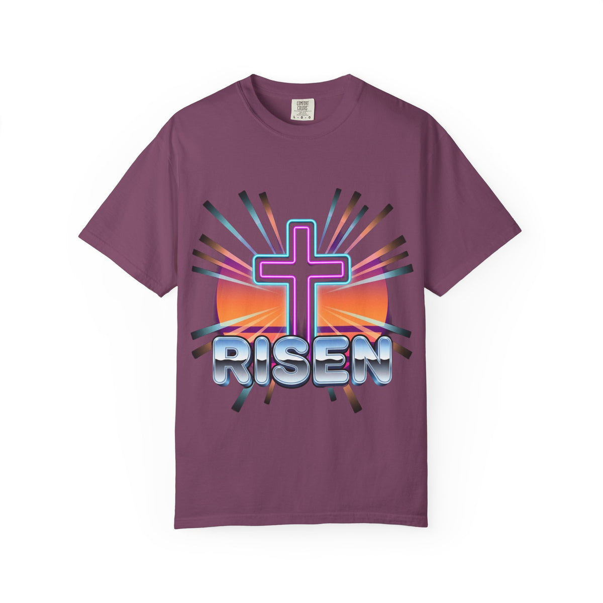 Risen Cross Sunset T-shirt | Christian Easter Faith Tee
