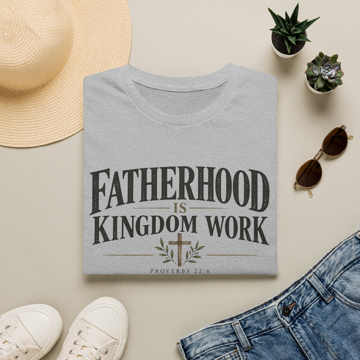 Fatherhood Is Kingdom Work T-Shirt — Christian Dad Scripture Tee (Proverbs 22:6)