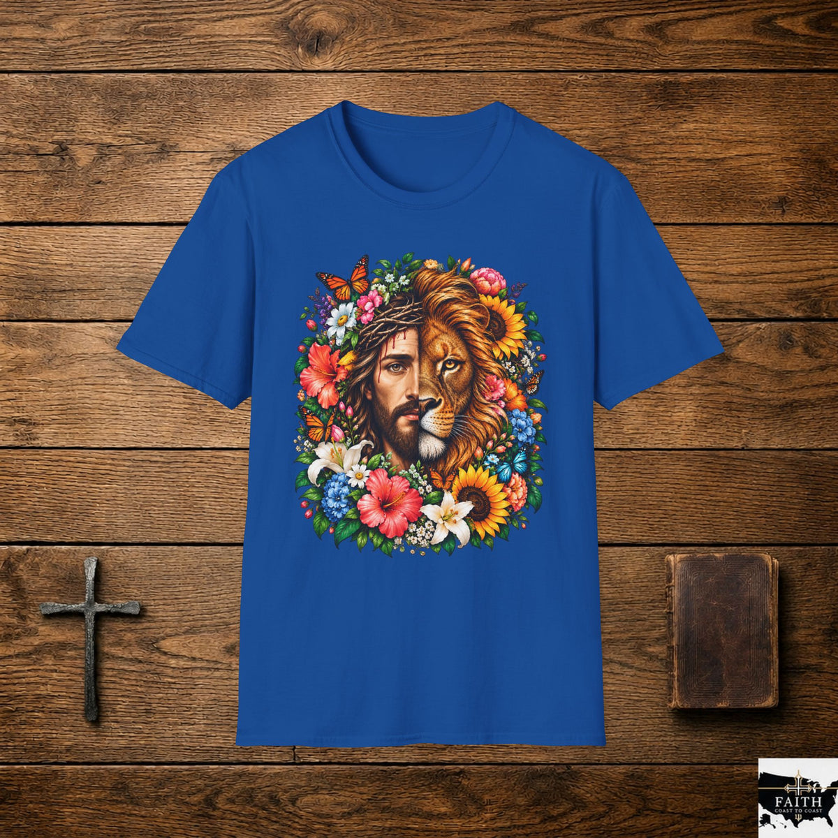 Jesus Lion Floral T-Shirt — Christian Faith Graphic Tee