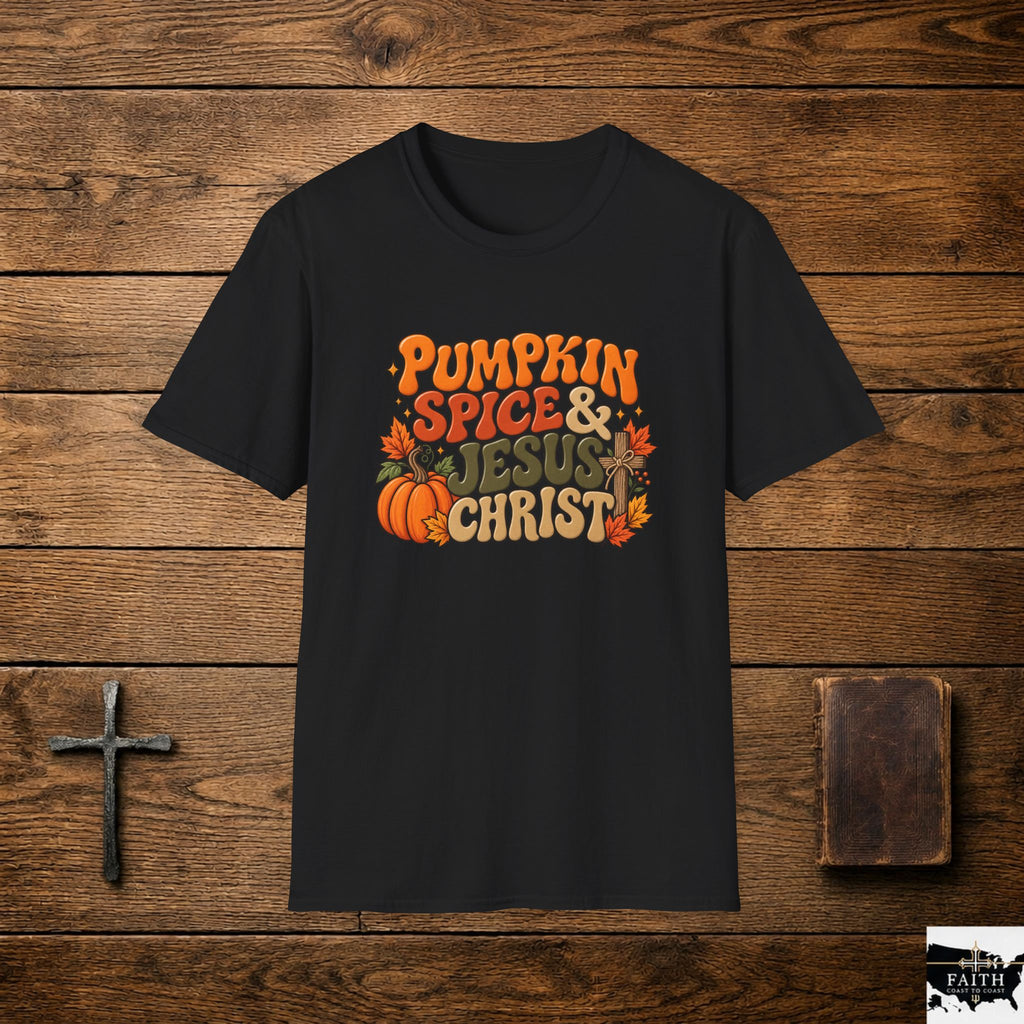 Pumpkin Spice & Jesus T‑Shirt — Fall Faith Graphic Tee