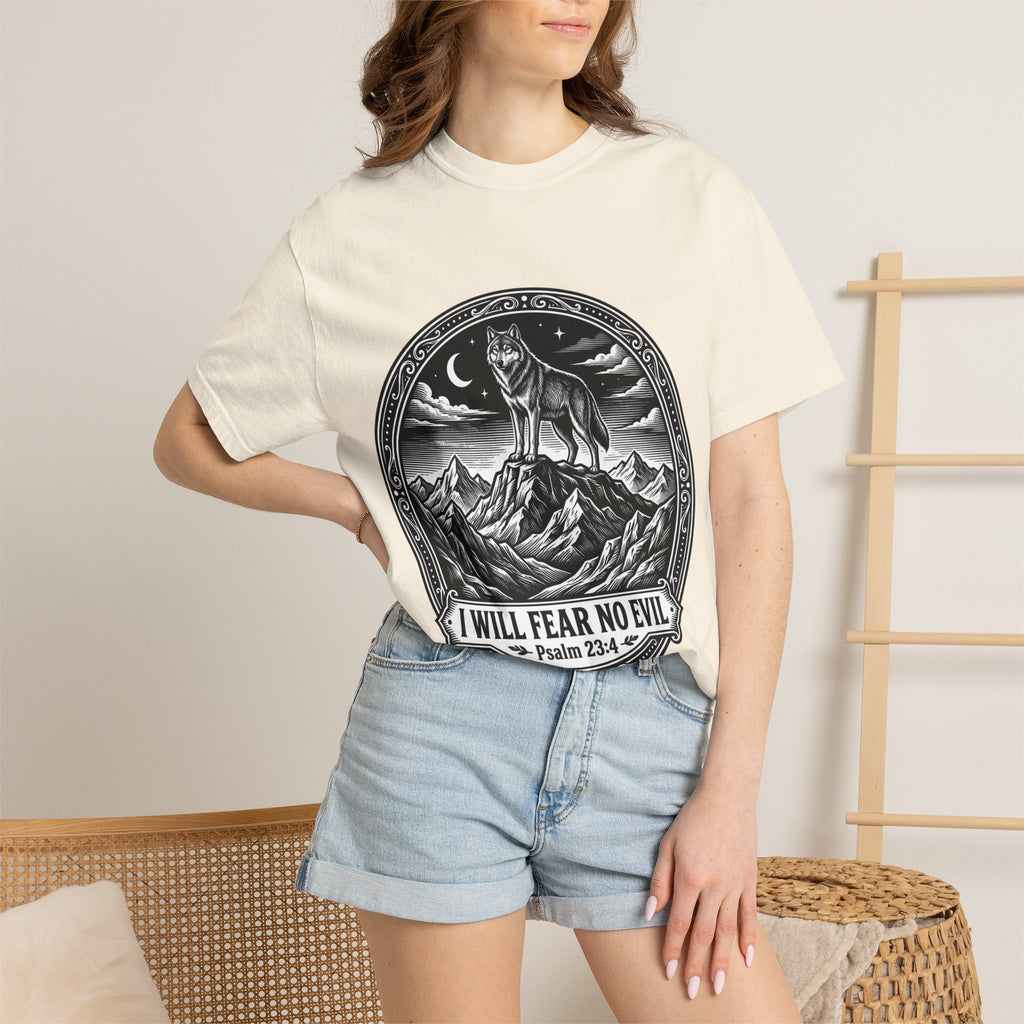 Psalm 23:4 'I Will Fear No Evil' Wolf T-Shirt