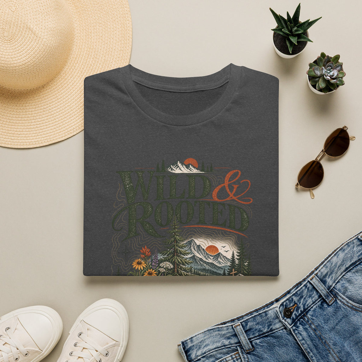 Wild & Rooted Graphic T-Shirt — Nature Adventure Tee