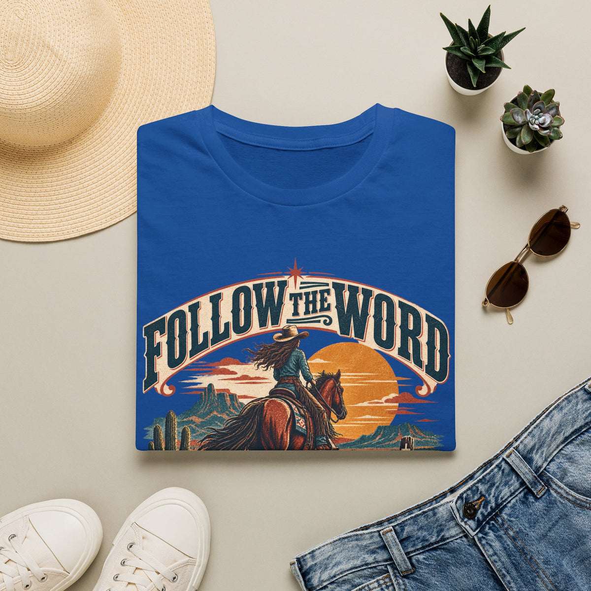 Follow the Word Cowboy T-Shirt — Western Faith Graphic Tee