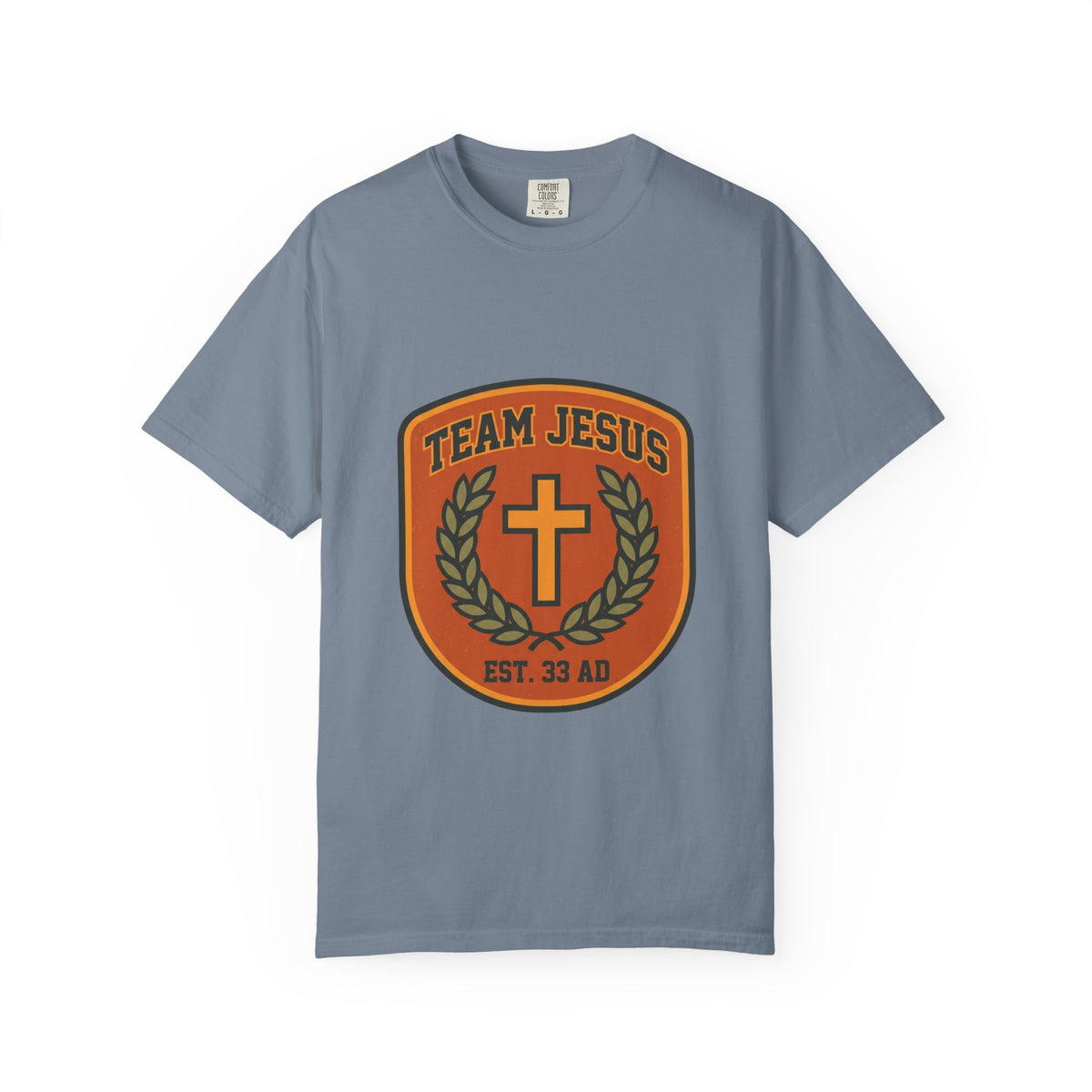 Team Jesus crest cross laurel T-shirt | Christian faith tee
