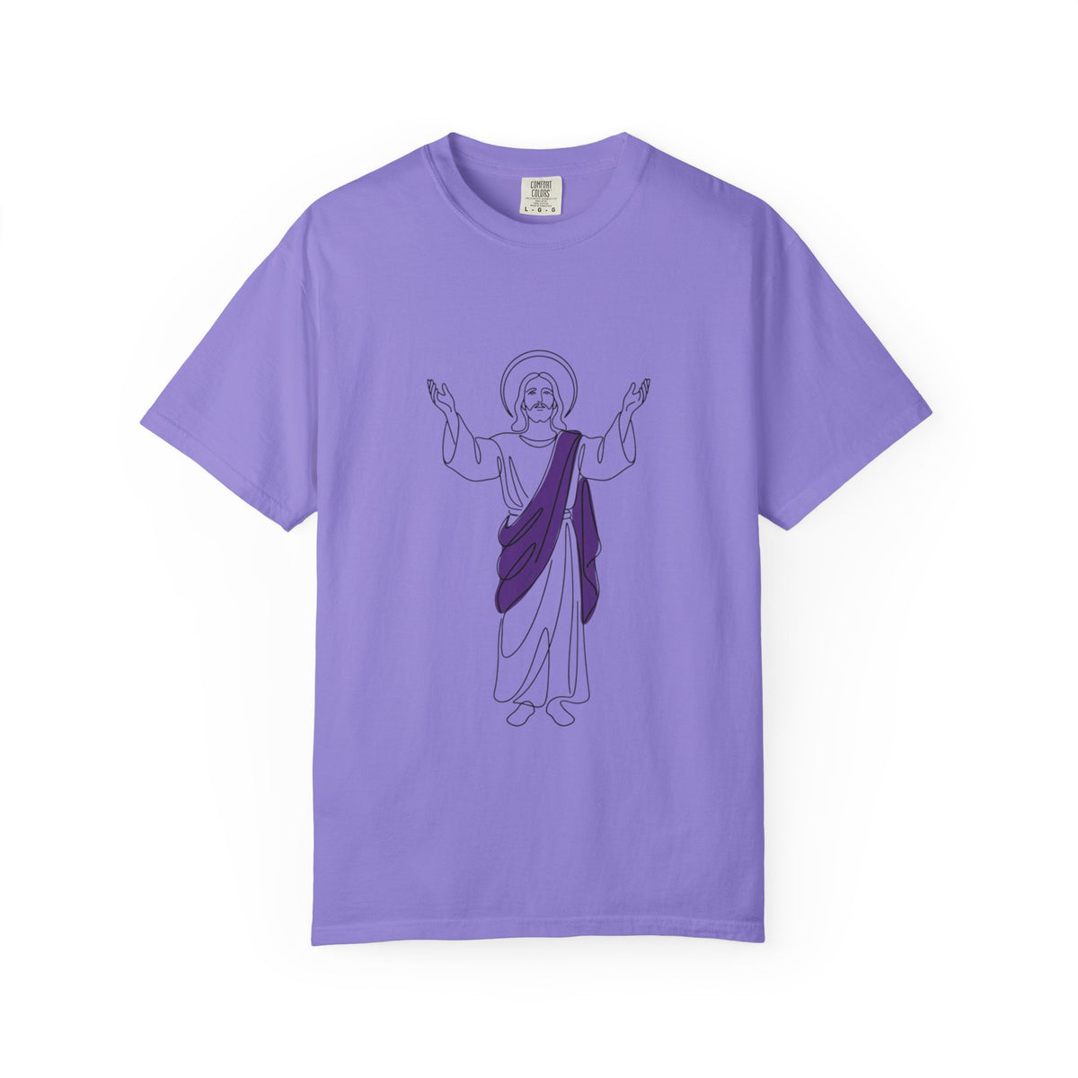 Jesus Line Art with Purple Sash T-Shirt | Religious Christian Tee