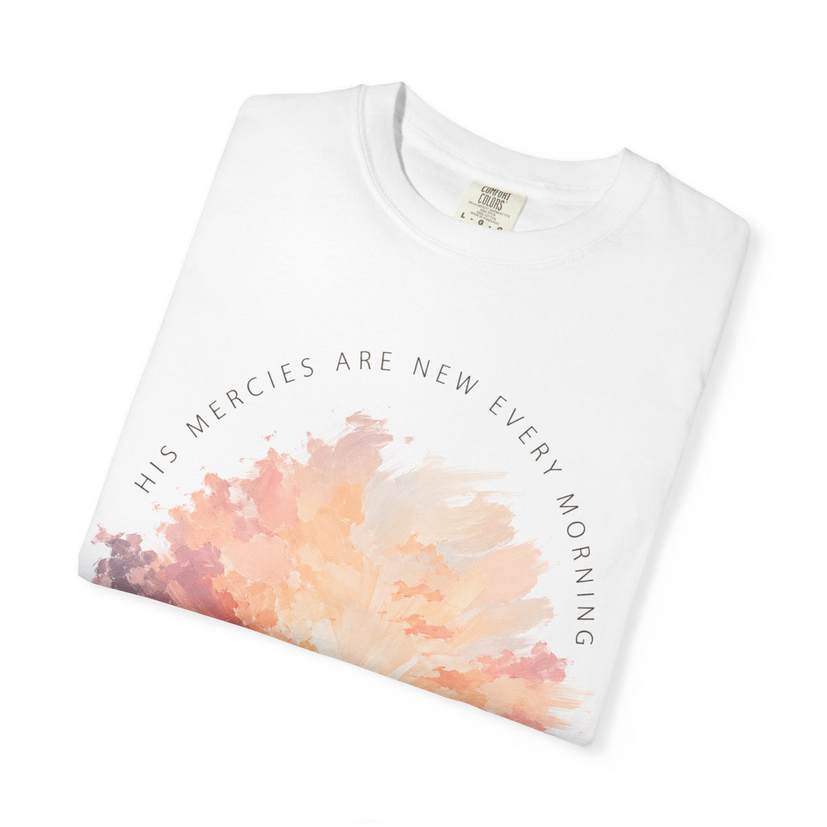 Sunset Reflection T-Shirt — "His Mercy Is New Every Morning" Christian Inspirational Tee