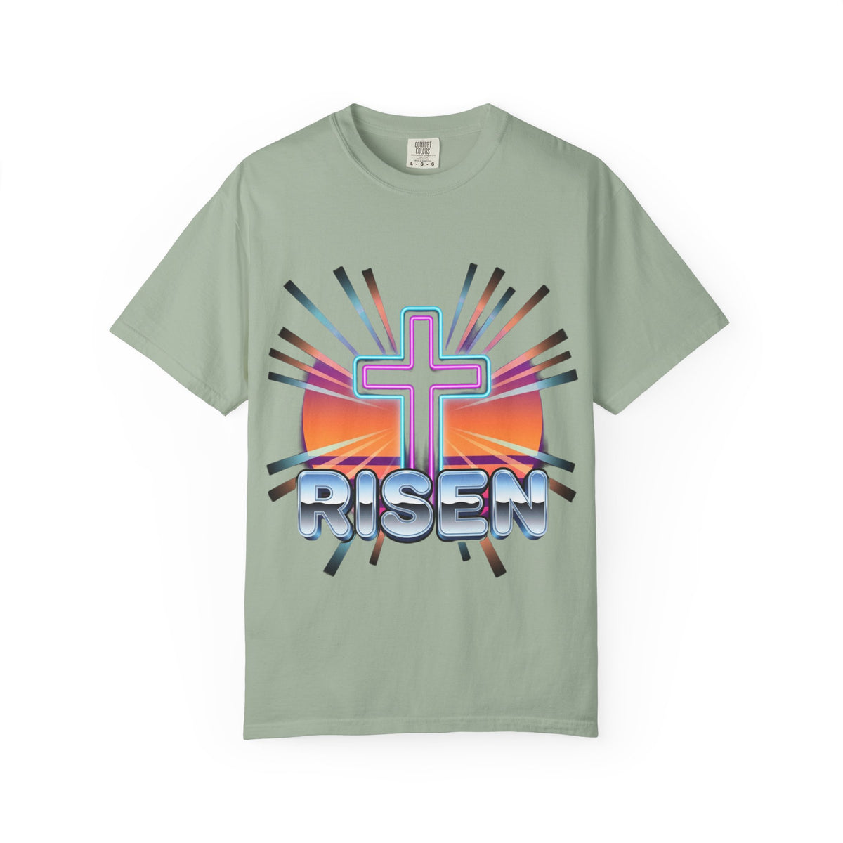 Risen Cross Sunset T-shirt | Christian Easter Faith Tee