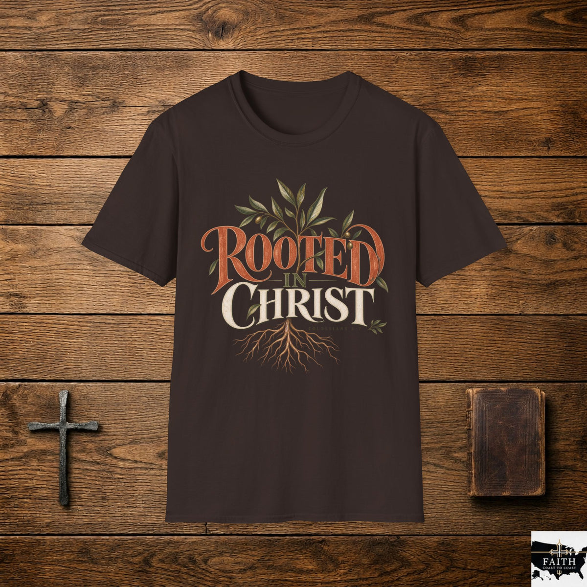 Rooted in Christ T-Shirt | Christian Faith Typography