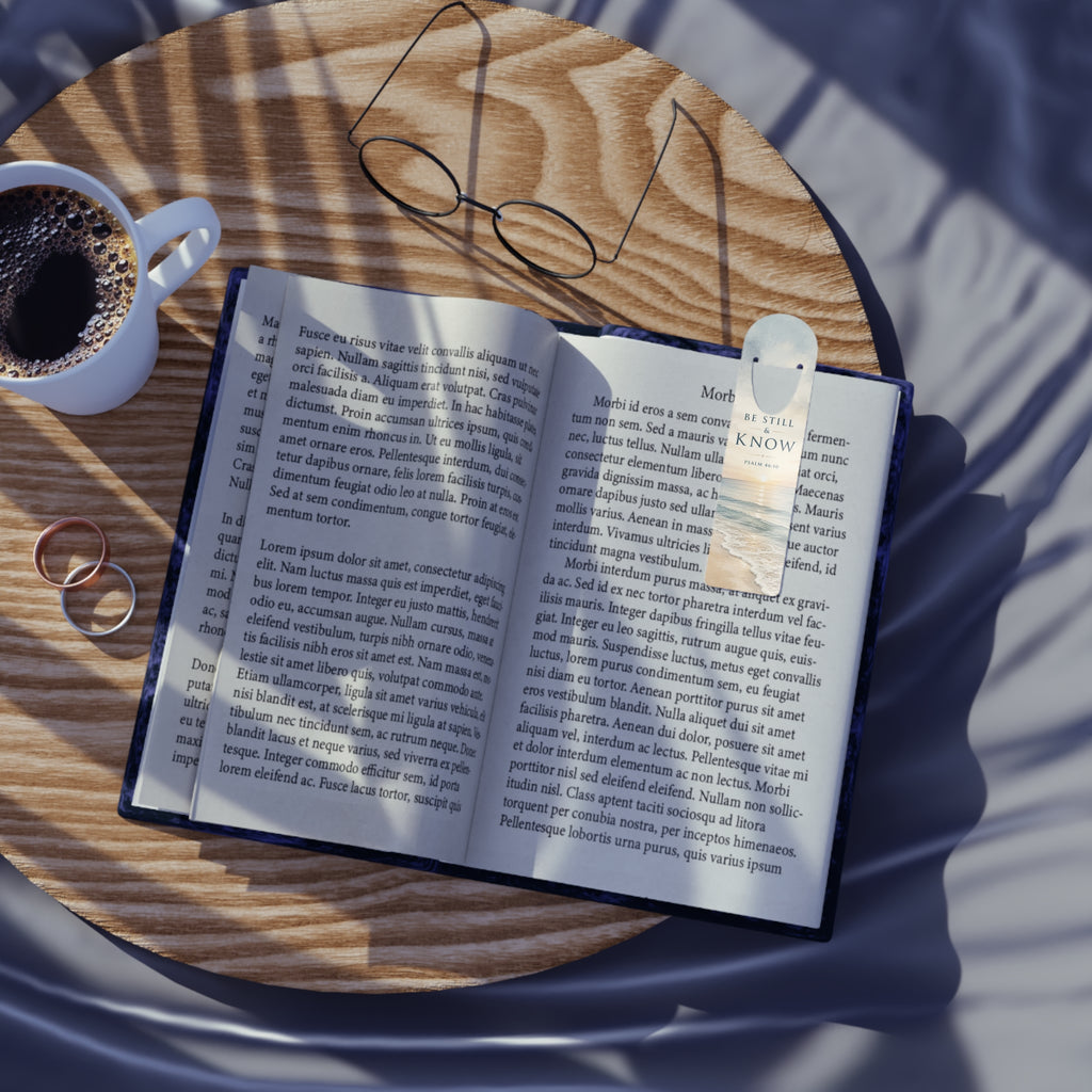 Be Still & Know Psalm 46:10 Bookmark | Beach Sunrise Scripture Metal Bookmark