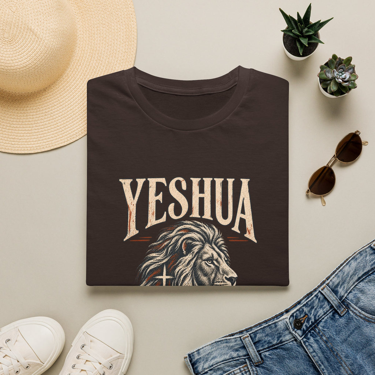 Yeshua Lion T-Shirt — ‘Lion of Judah’ Christian Faith Tee