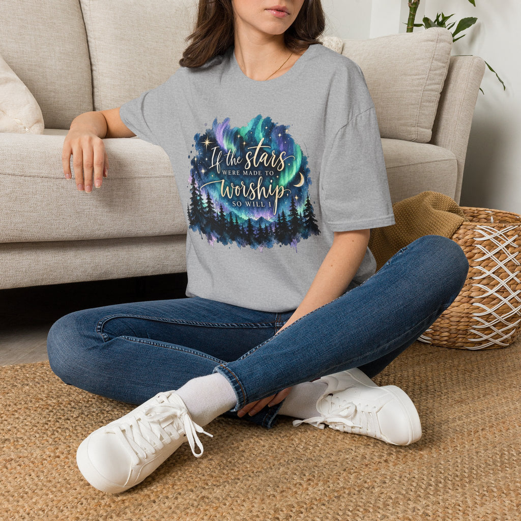 Worship Under the Stars T-Shirt — "If the stars were made to worship" Christian Faith Tee