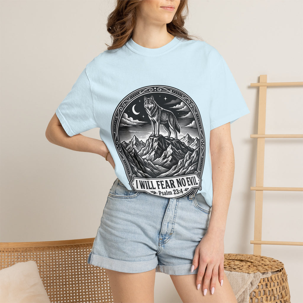 Psalm 23:4 'I Will Fear No Evil' Wolf T-Shirt