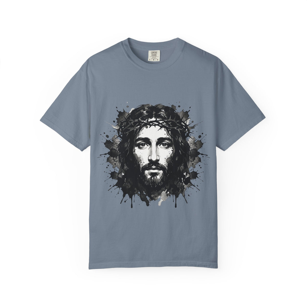 Jesus Christ Portrait T-shirt | Ink Splash Religious Artwork