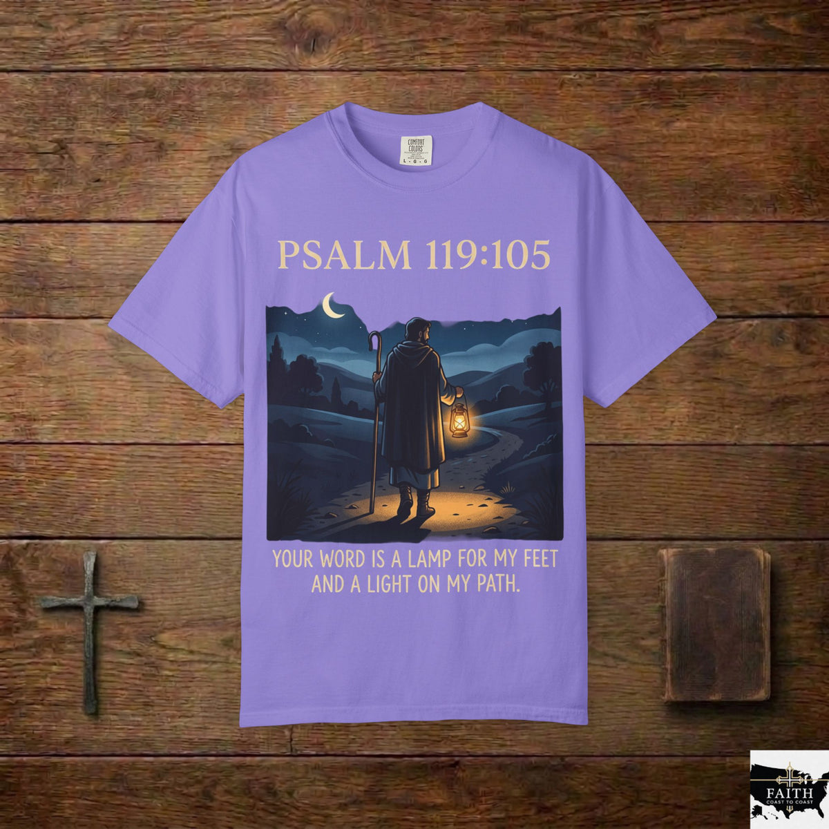 Psalm 119:105 Lantern Shepherd T-Shirt — "Your Word Is a Lamp for My Feet" Christian Tee