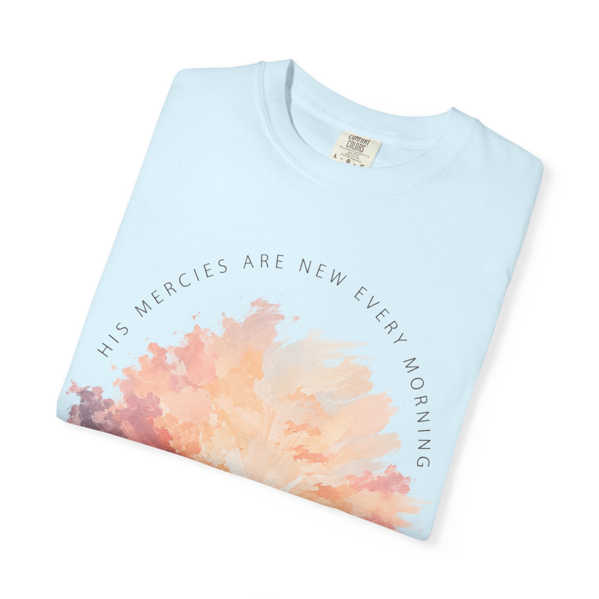 Sunset Reflection T-Shirt — "His Mercy Is New Every Morning" Christian Inspirational Tee