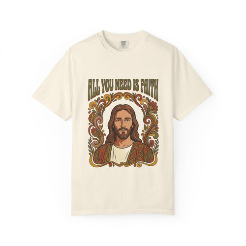 All You Need Is Faith Jesus Portrait T-shirt | Retro Religious Tee