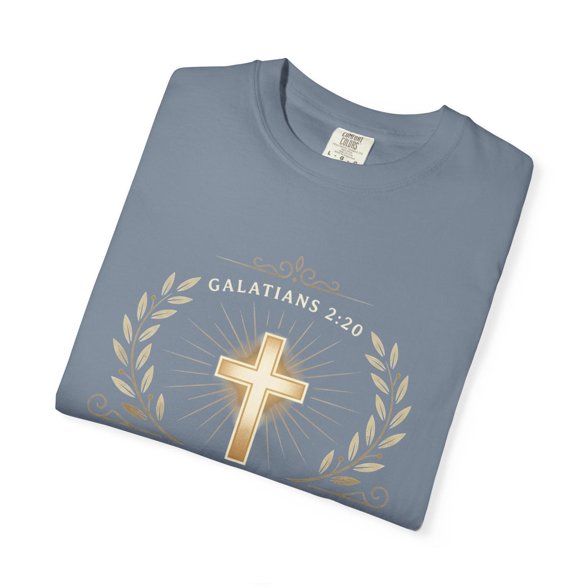 Christian Faith T-Shirt — "It Is No Longer I Who Live, But Christ Lives in Me" (Galatians 2:20)