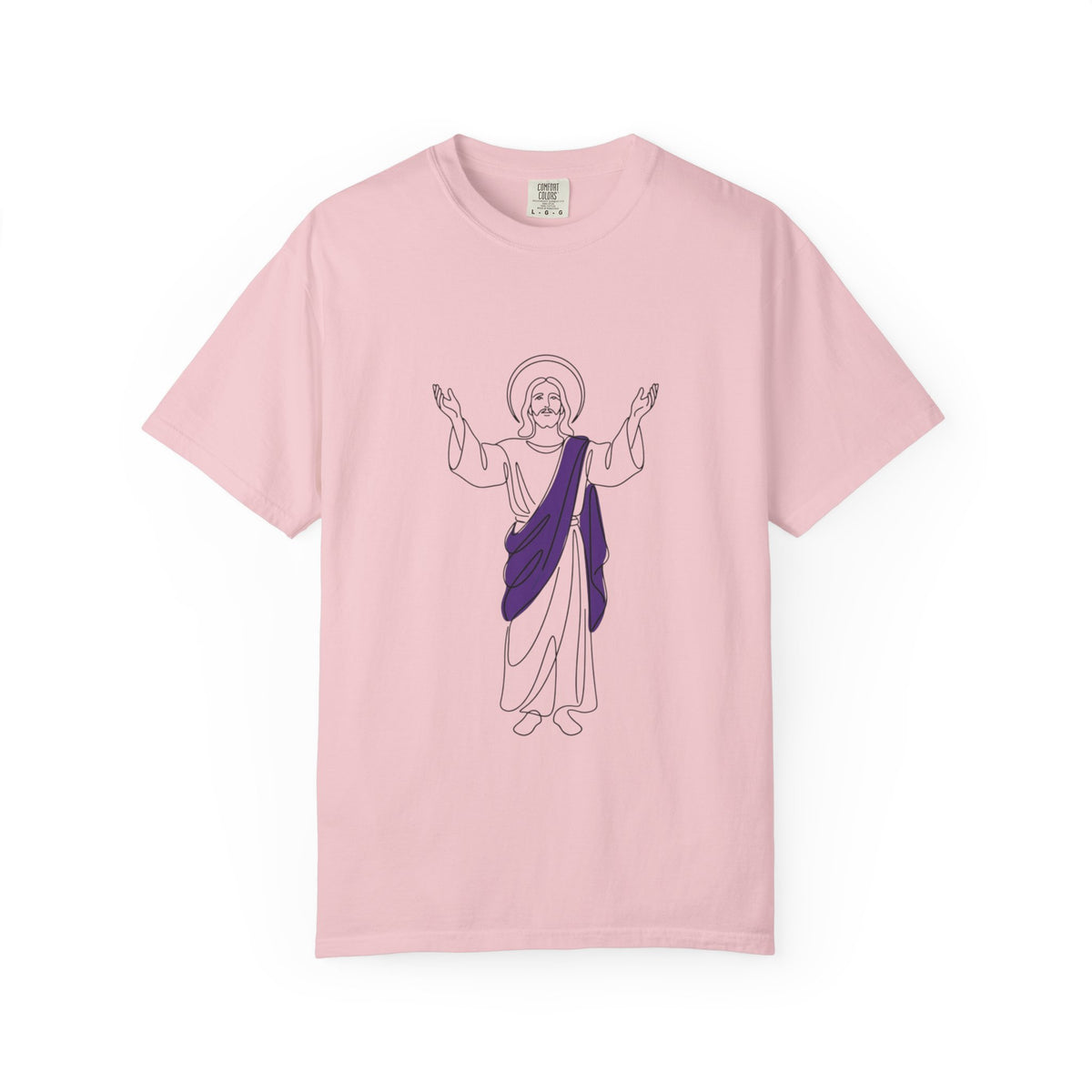 Jesus Line Art with Purple Sash T-Shirt | Religious Christian Tee