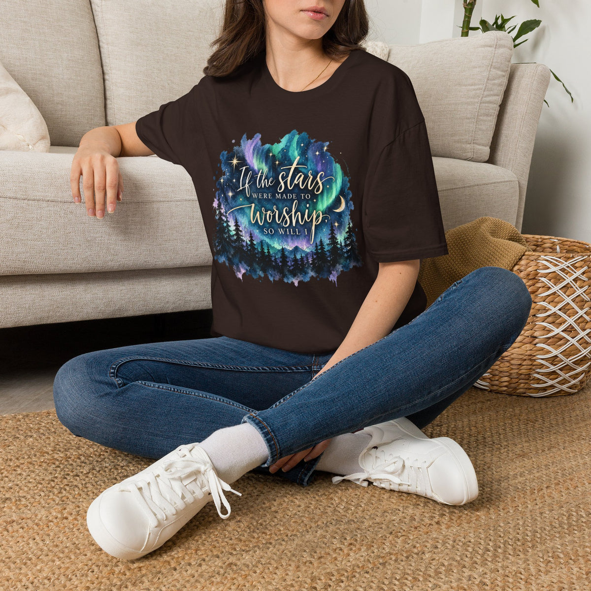 Worship Under the Stars T-Shirt — "If the stars were made to worship" Christian Faith Tee