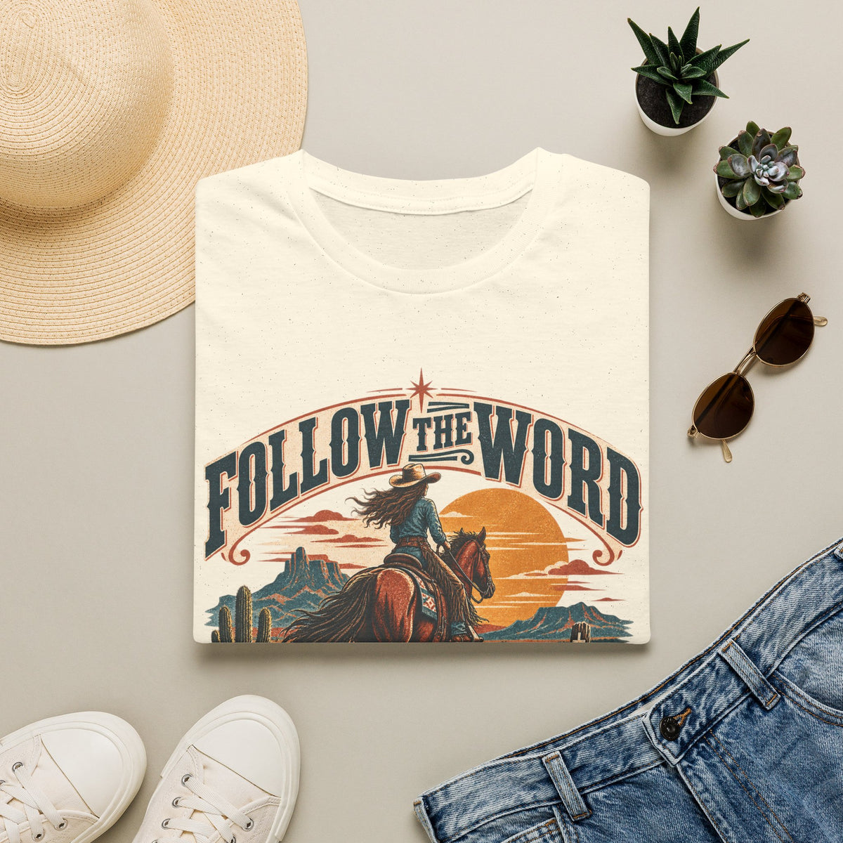 Follow the Word Cowboy T-Shirt — Western Faith Graphic Tee
