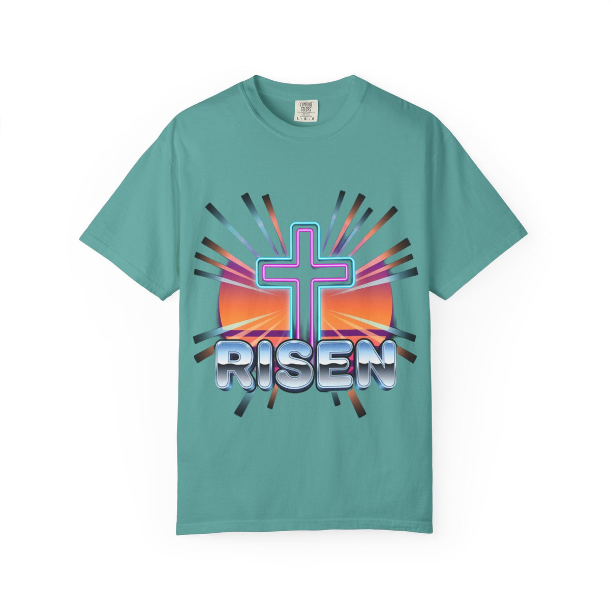 Risen Cross Sunset T-shirt | Christian Easter Faith Tee