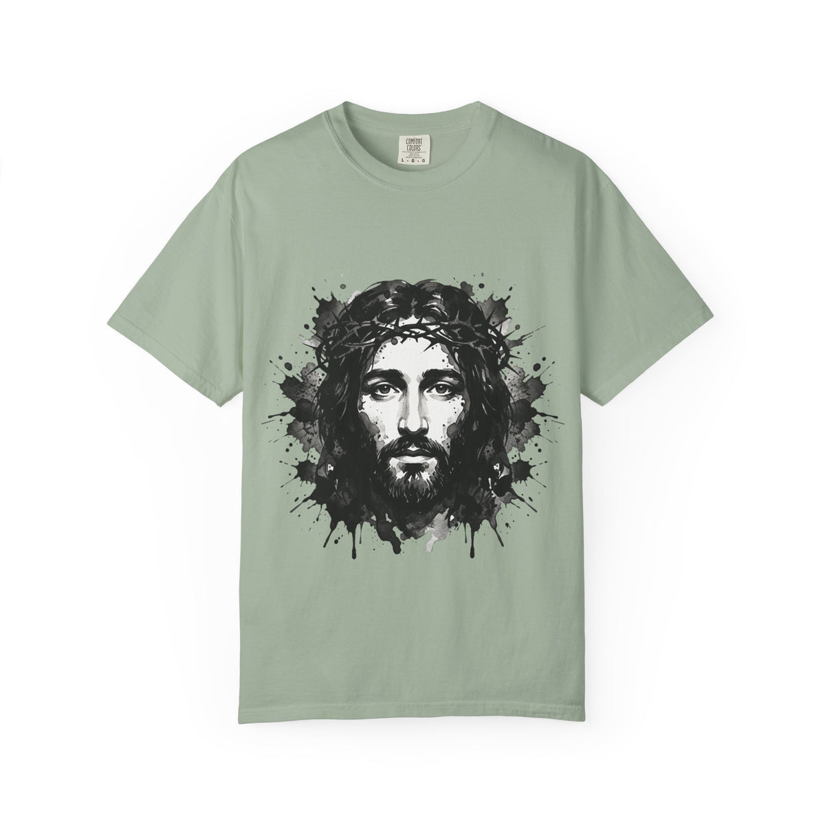 Jesus Christ Portrait T-shirt | Ink Splash Religious Artwork