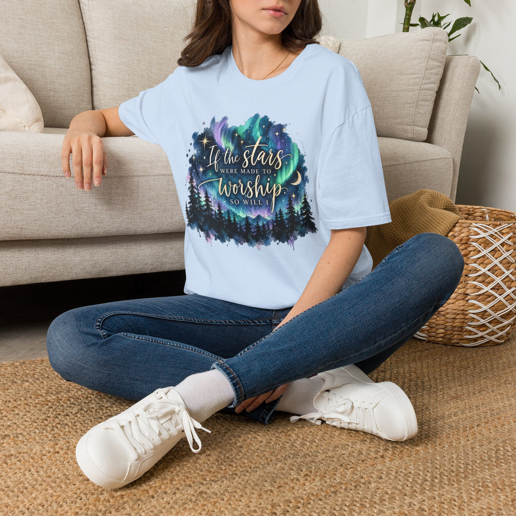 Worship Under the Stars T-Shirt — "If the stars were made to worship" Christian Faith Tee
