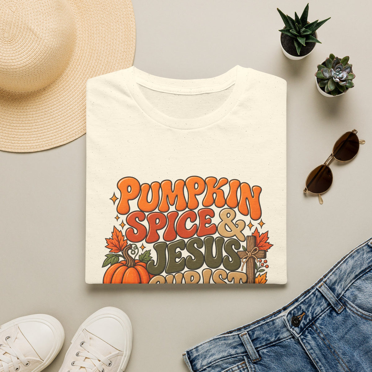 Pumpkin Spice & Jesus T‑Shirt — Fall Faith Graphic Tee