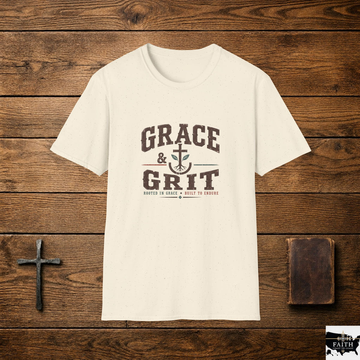 Grace & Grit T-Shirt | Anchor Typography, Faith Inspired