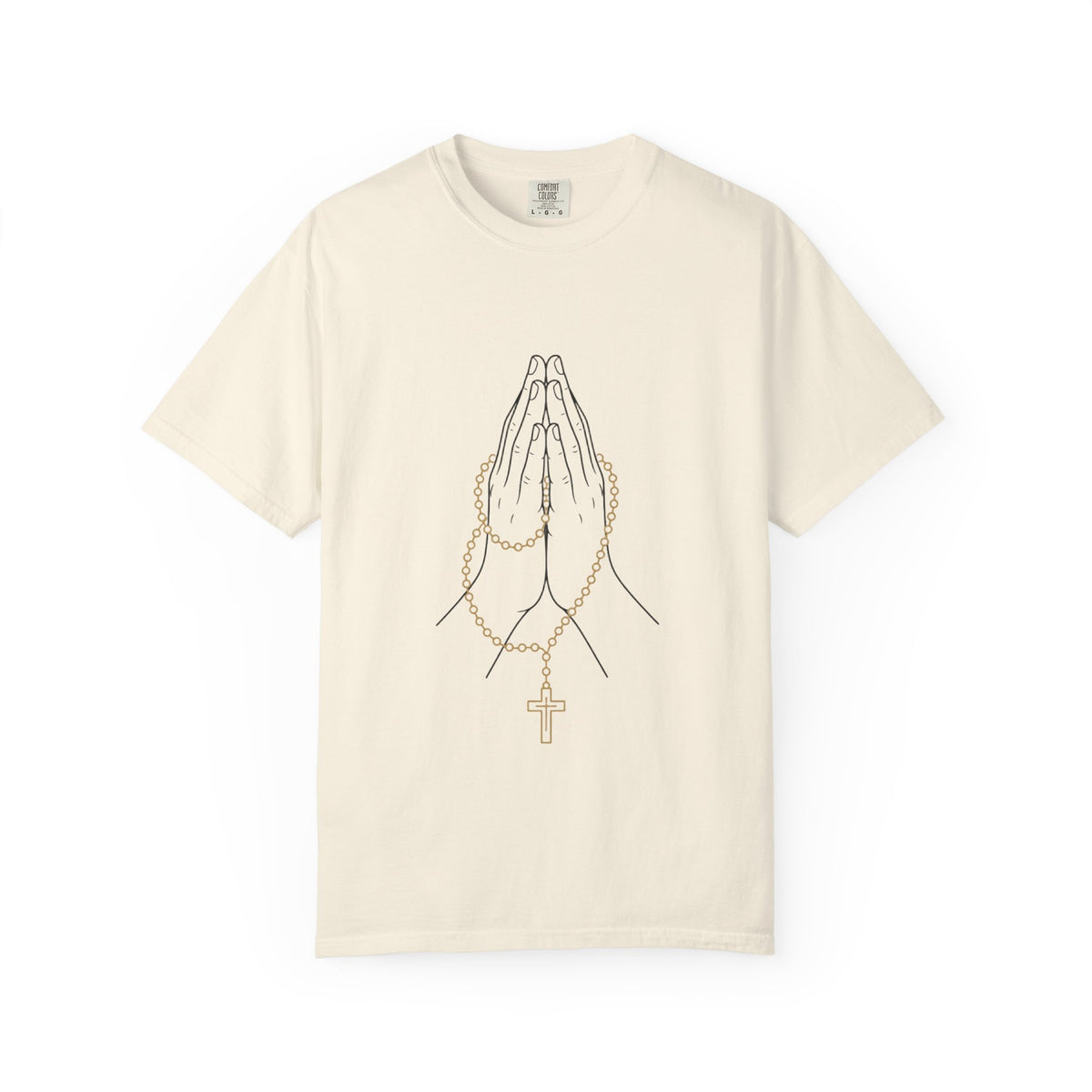 Praying Hands with Rosary T-Shirt | Religious Faith Christian Tee
