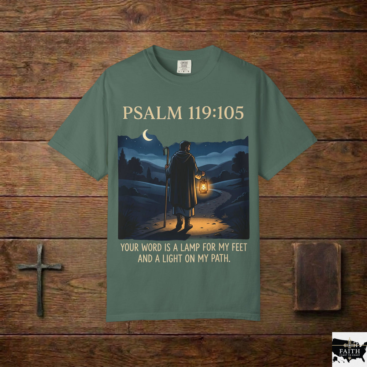 Psalm 119:105 Lantern Shepherd T-Shirt — "Your Word Is a Lamp for My Feet" Christian Tee