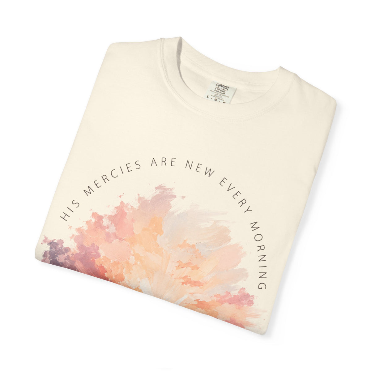 Sunset Reflection T-Shirt — "His Mercy Is New Every Morning" Christian Inspirational Tee