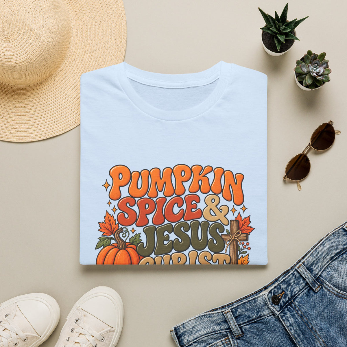 Pumpkin Spice & Jesus T‑Shirt — Fall Faith Graphic Tee