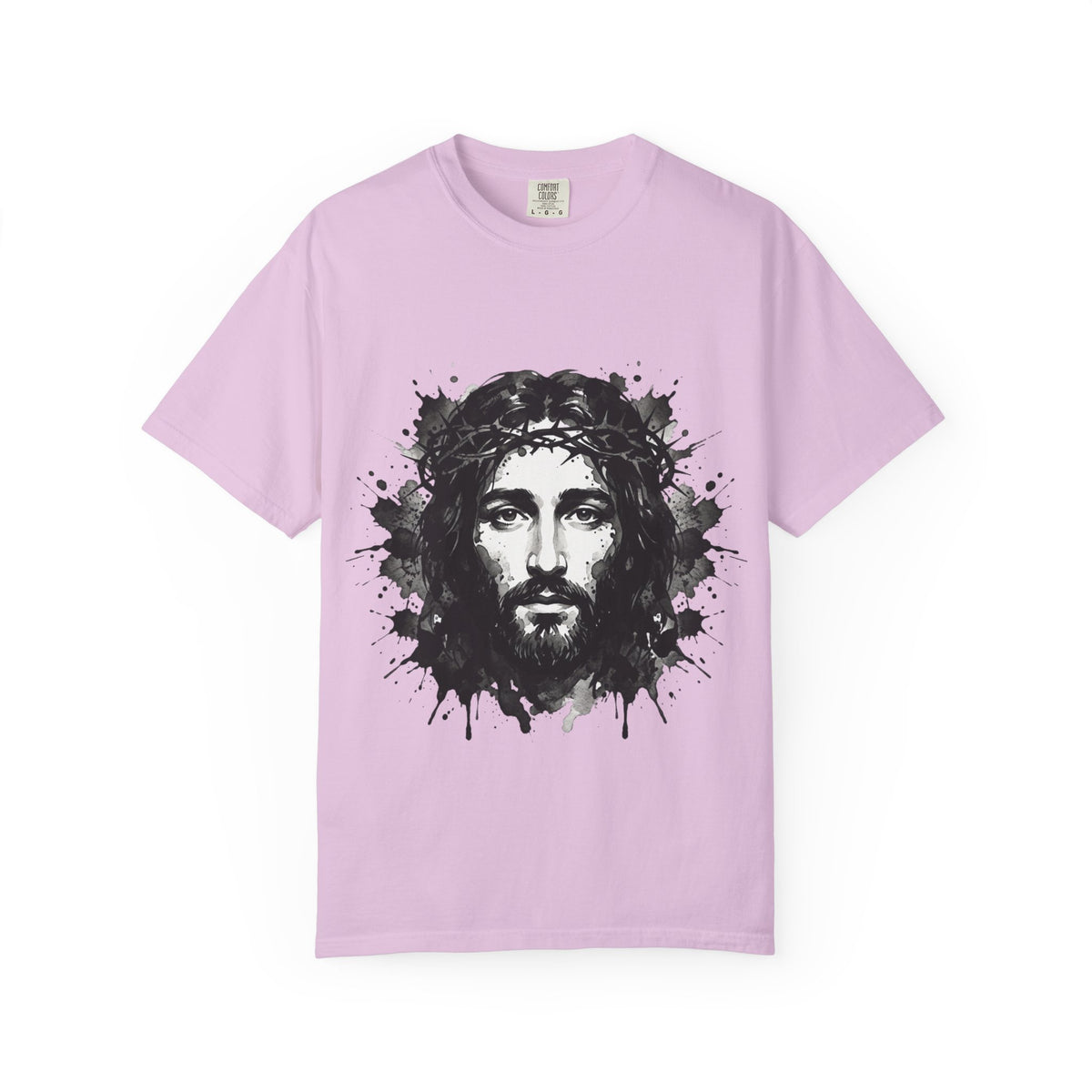 Jesus Christ Portrait T-shirt | Ink Splash Religious Artwork