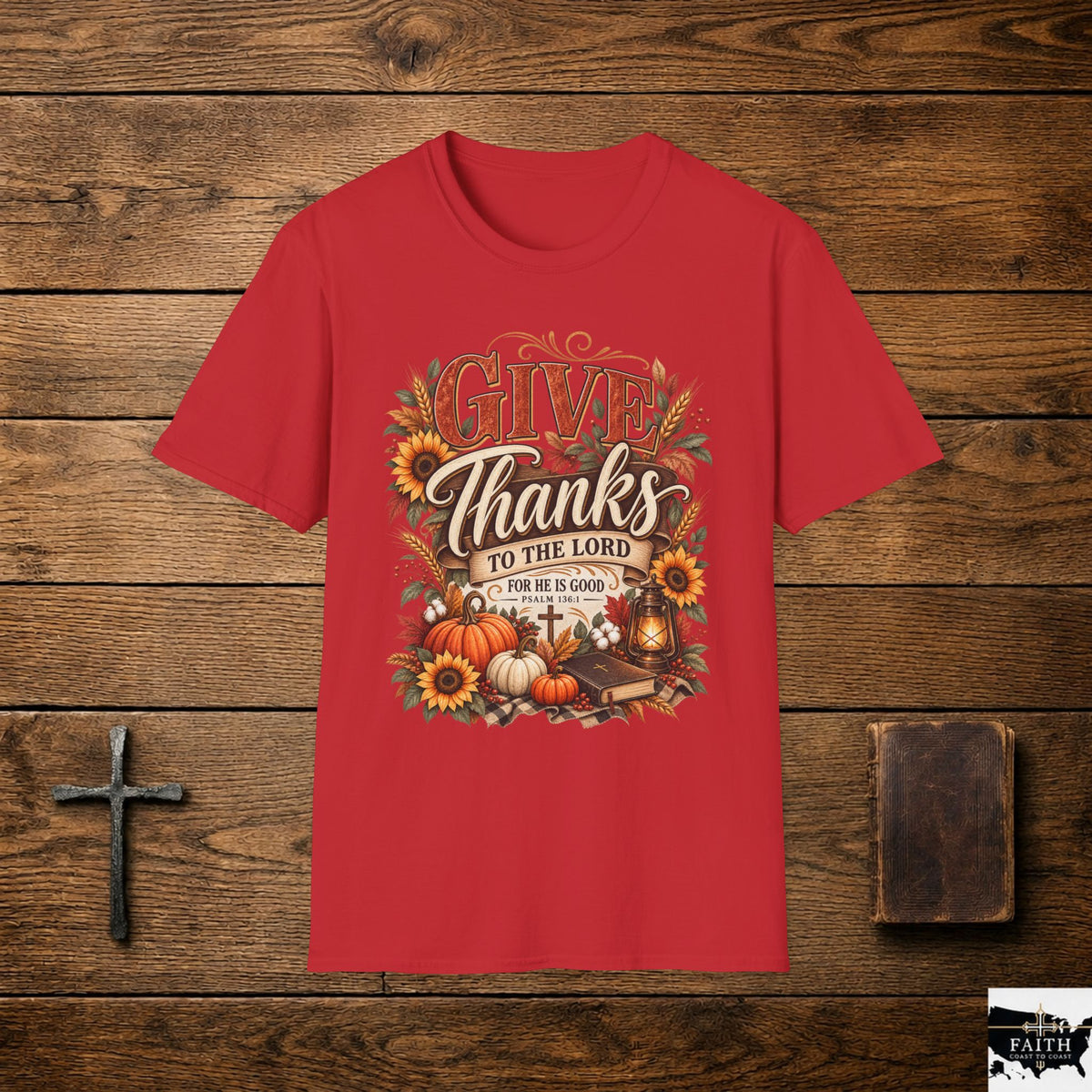 Give Thanks fall pumpkin sunflower T-Shirt