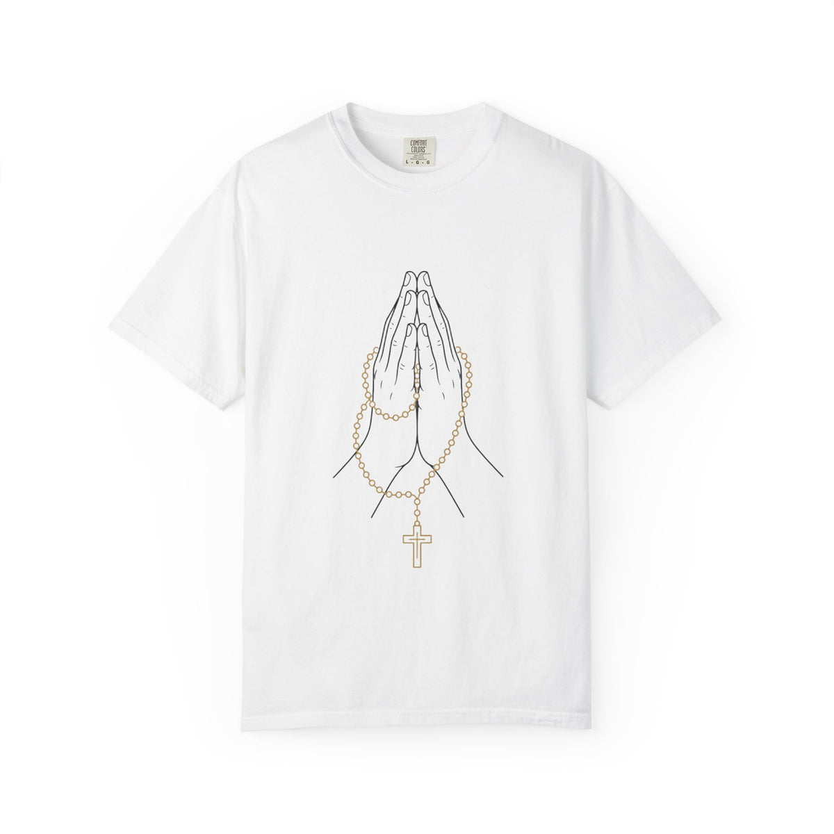 Praying Hands with Rosary T-Shirt | Religious Faith Christian Tee