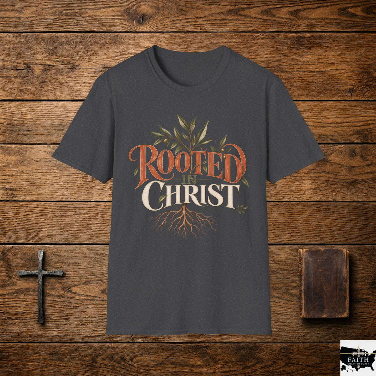 Rooted in Christ T-Shirt | Christian Faith Typography