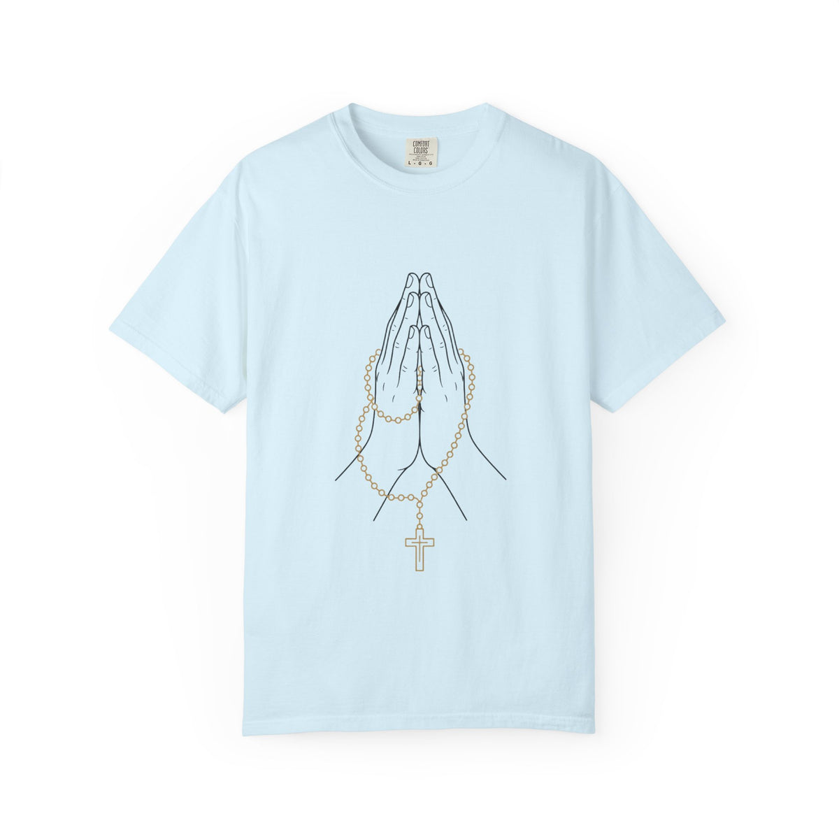 Praying Hands with Rosary T-Shirt | Religious Faith Christian Tee