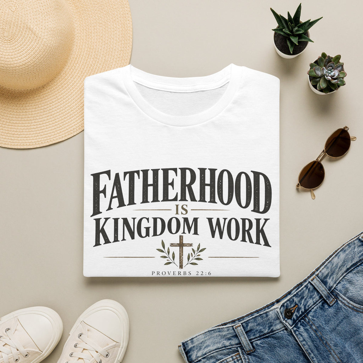 Fatherhood Is Kingdom Work T-Shirt — Christian Dad Scripture Tee (Proverbs 22:6)