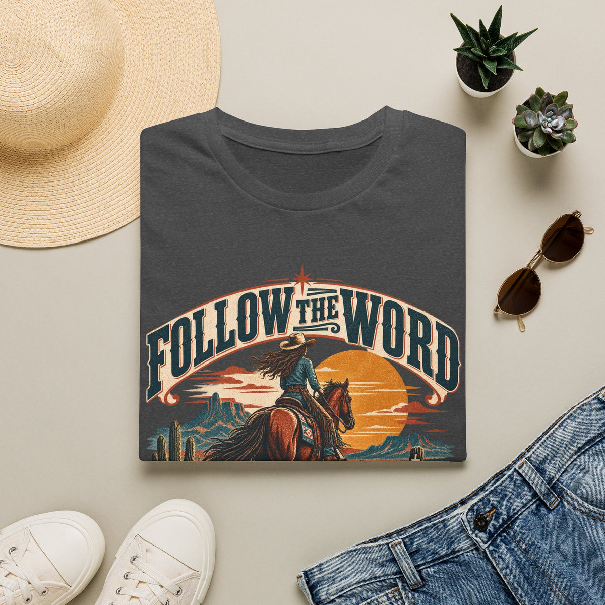 Follow the Word Cowboy T-Shirt — Western Faith Graphic Tee