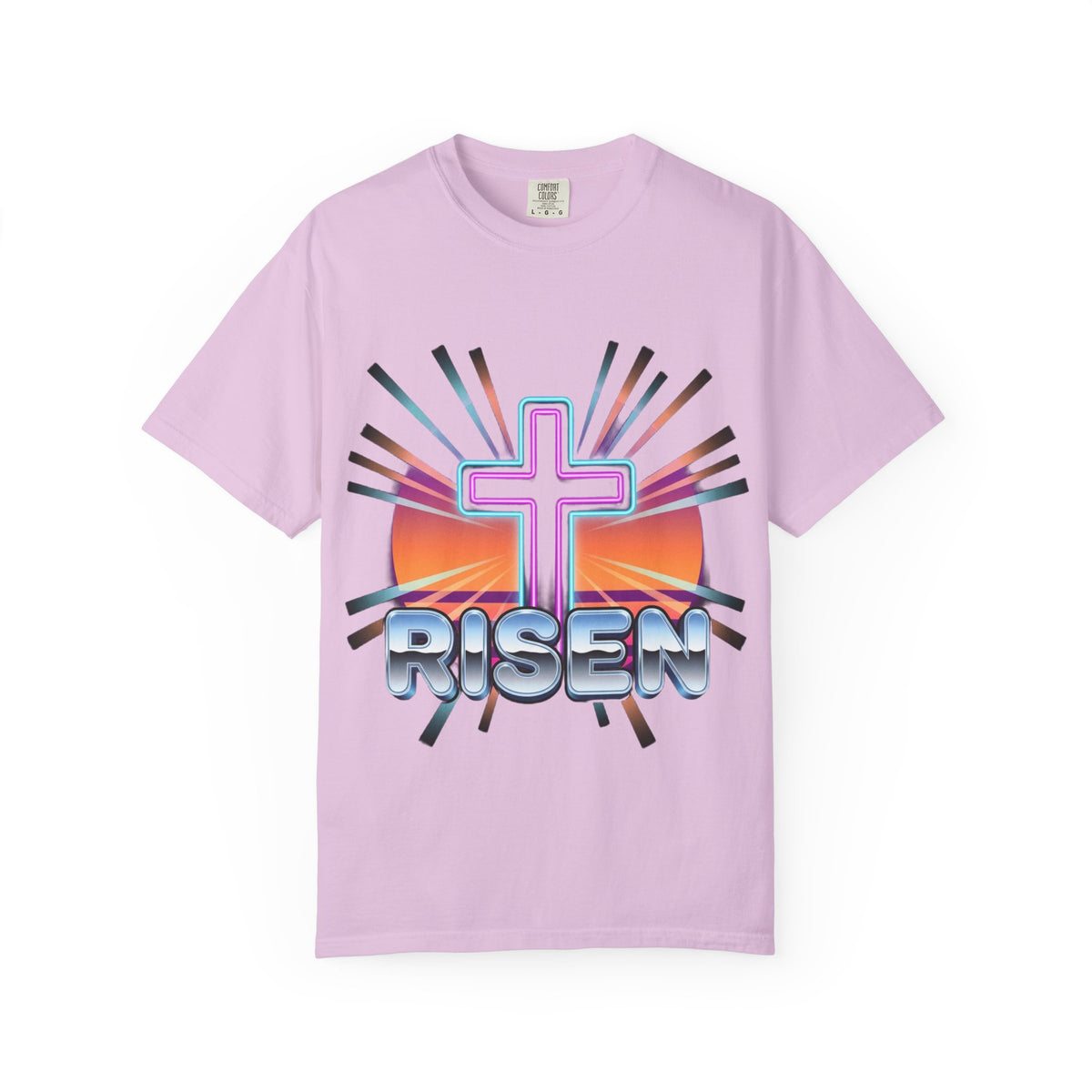 Risen Cross Sunset T-shirt | Christian Easter Faith Tee