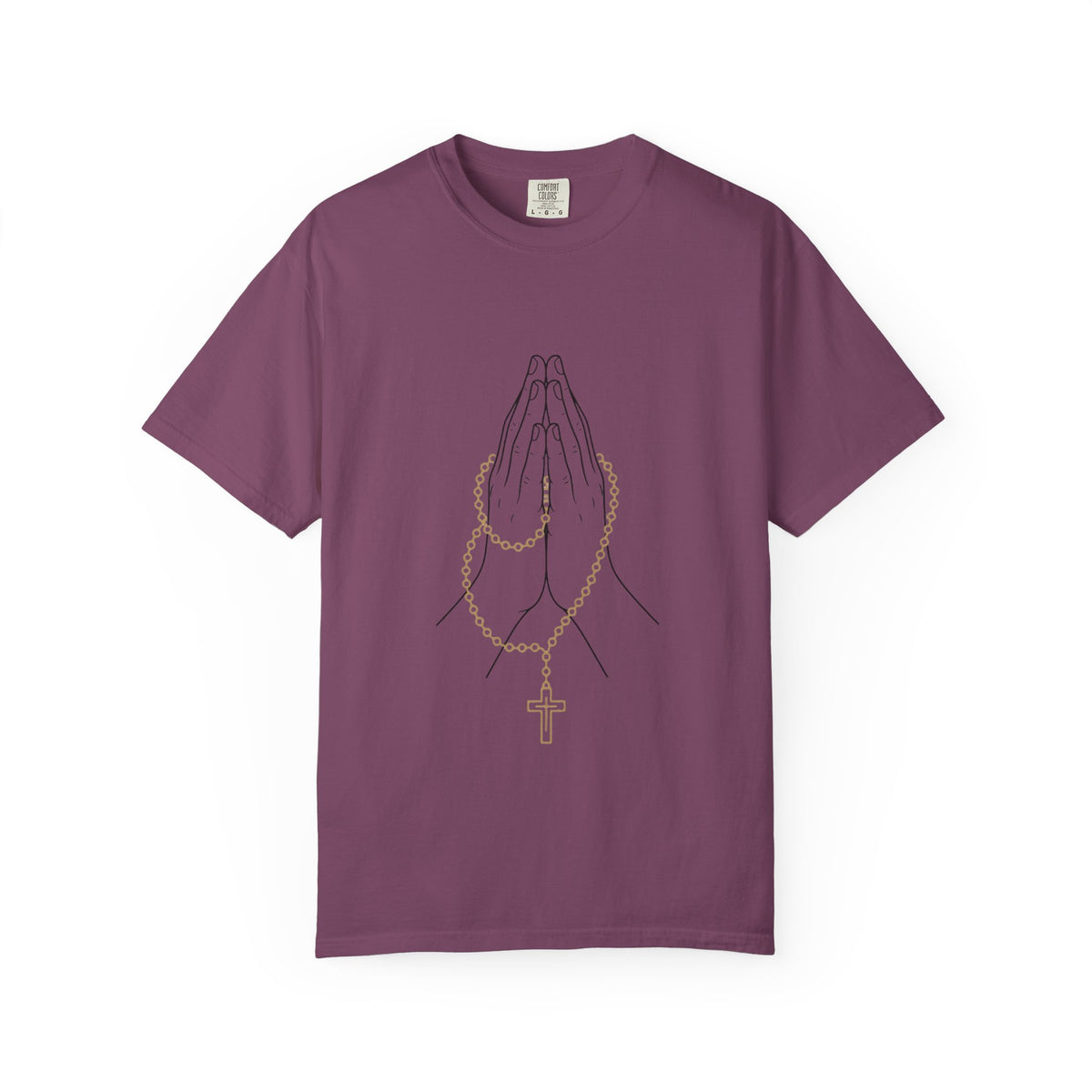 Praying Hands with Rosary T-Shirt | Religious Faith Christian Tee