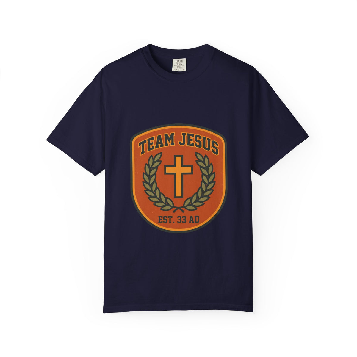 Team Jesus crest cross laurel T-shirt | Christian faith tee