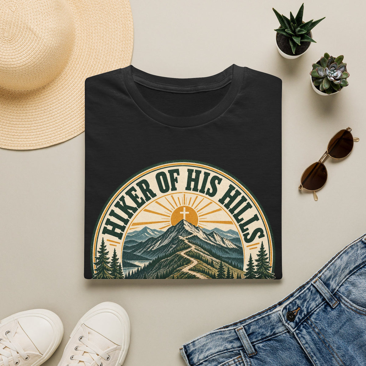Hiker of His Hills T-Shirt — Christian Mountain Trail Graphic Tee