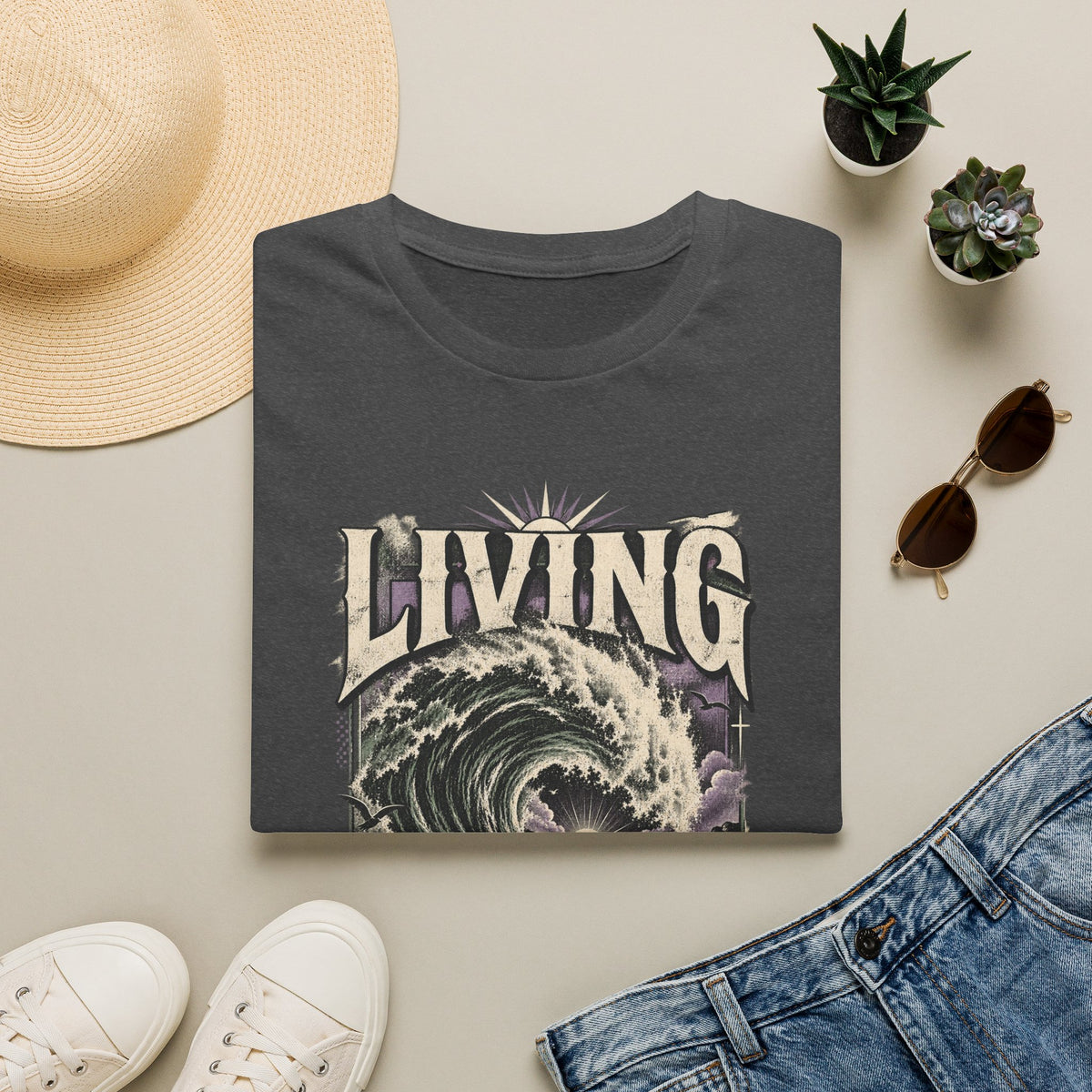 Living Water T-Shirt — Vintage Wave Graphic Tee