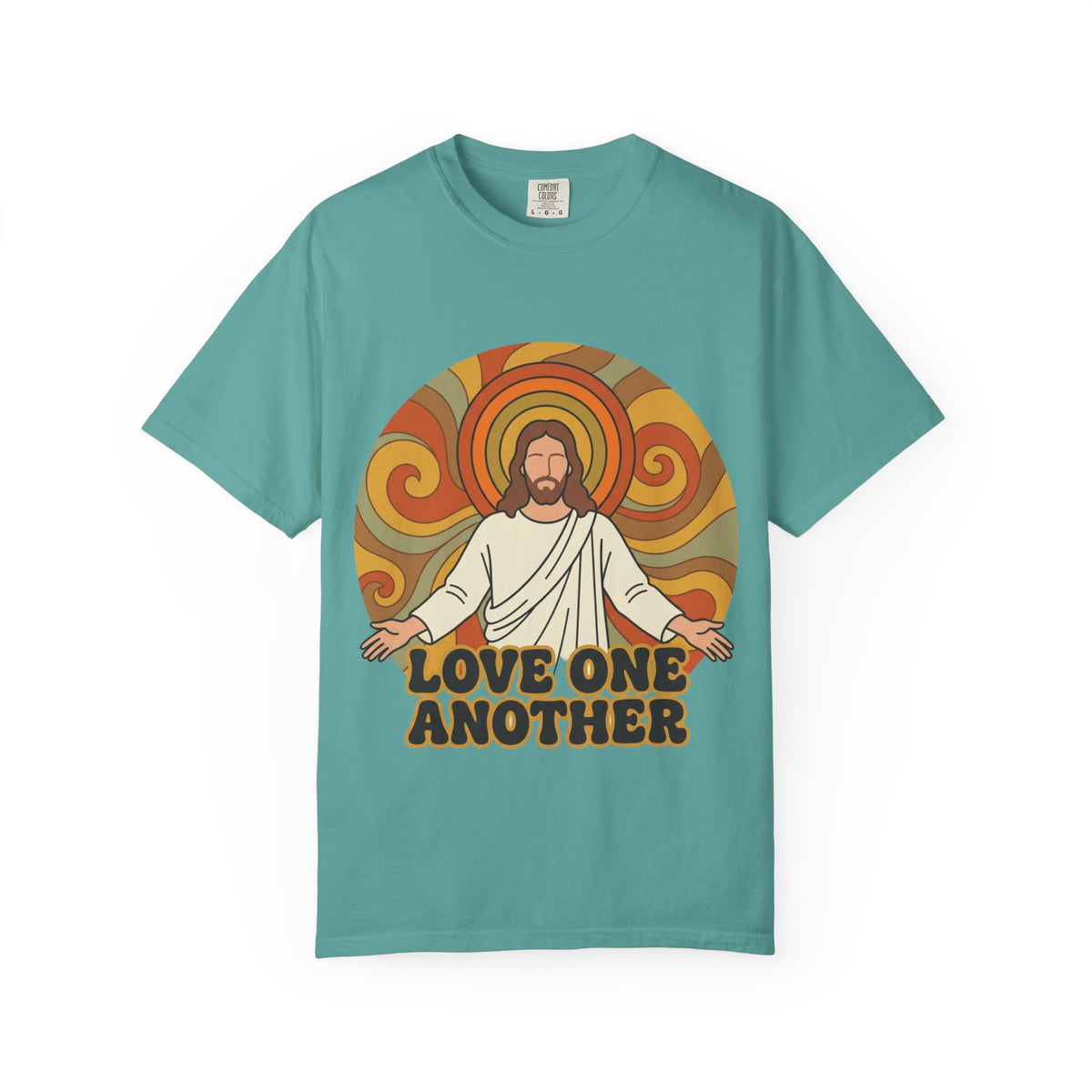Love One Another Jesus Illustration T-Shirt | Retro Religious Tee