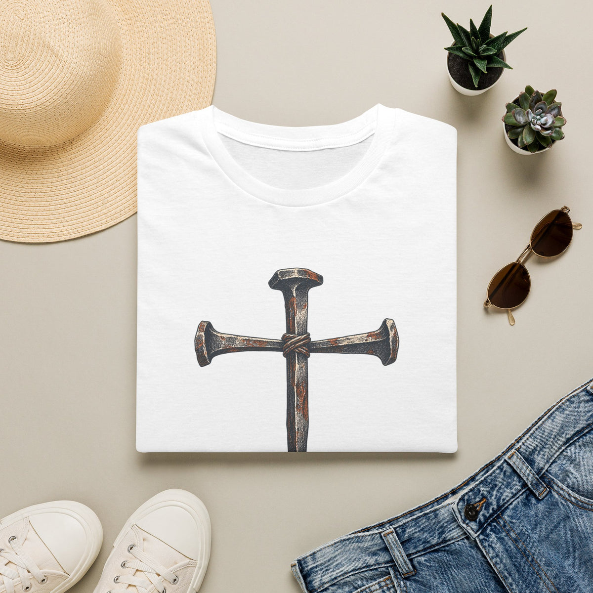 Christian 'It Is Finished' Nail Cross T-Shirt — Faith-Based Easter & Everyday Devotional Tee