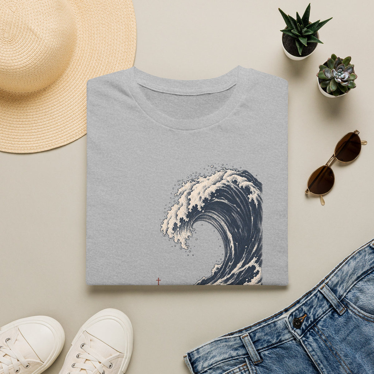 T-Shirt — "Be Still" Wave Graphic Tee | Calming Ocean Spiritual Apparel