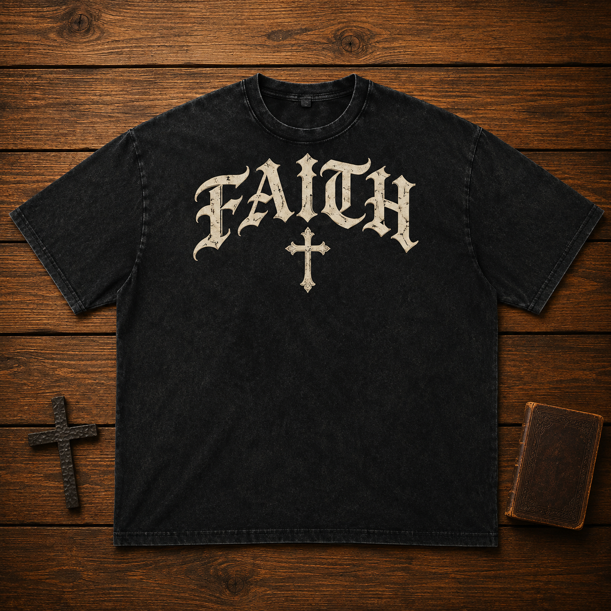 Faith Gothic Cross Tee – Vintage Christian Streetwear