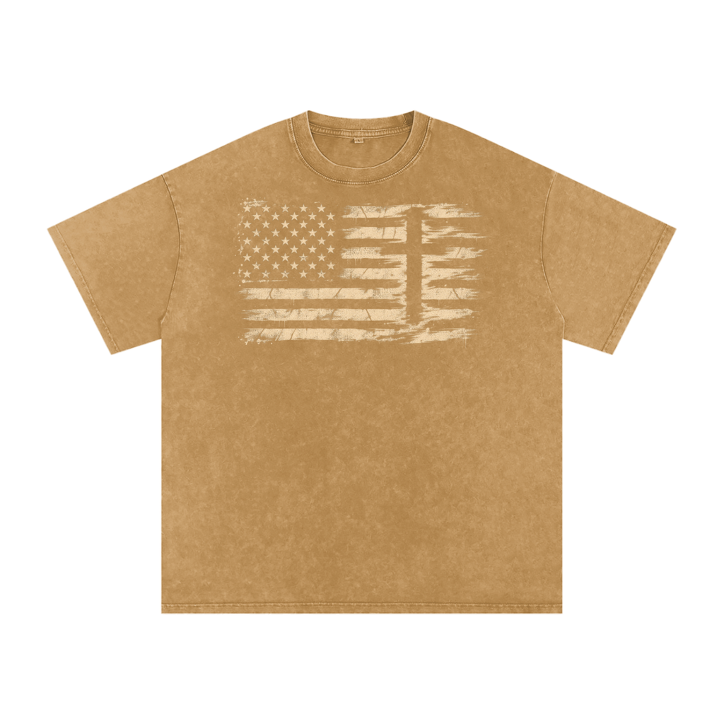 Distressed American Flag Cross Shirt